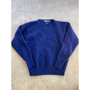 Vintage Polo Ralph Lauren Navy Wool Sweater L Crewneck Long Sleeve A4